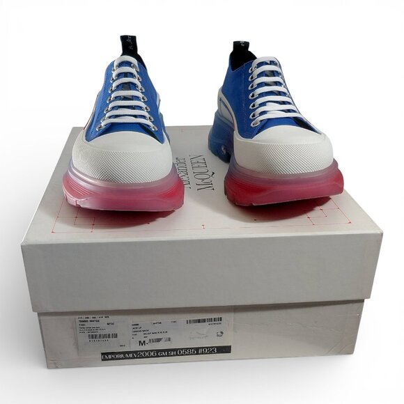 Alexander Mcqueen Men Tread Slick Blue & Red Low Top Sneakers EU 43.5  US 10.5